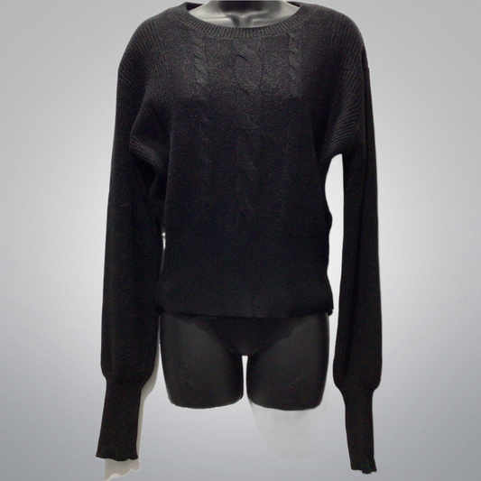 Black Fitted Waist Sweater