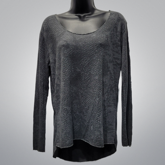 Italian Long Sleeve Grey Reptile Top