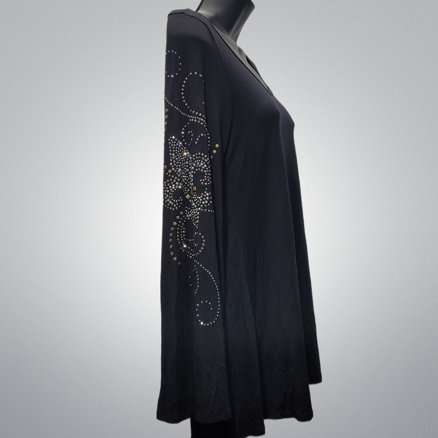 Black Top With Embellishment On Sleeves