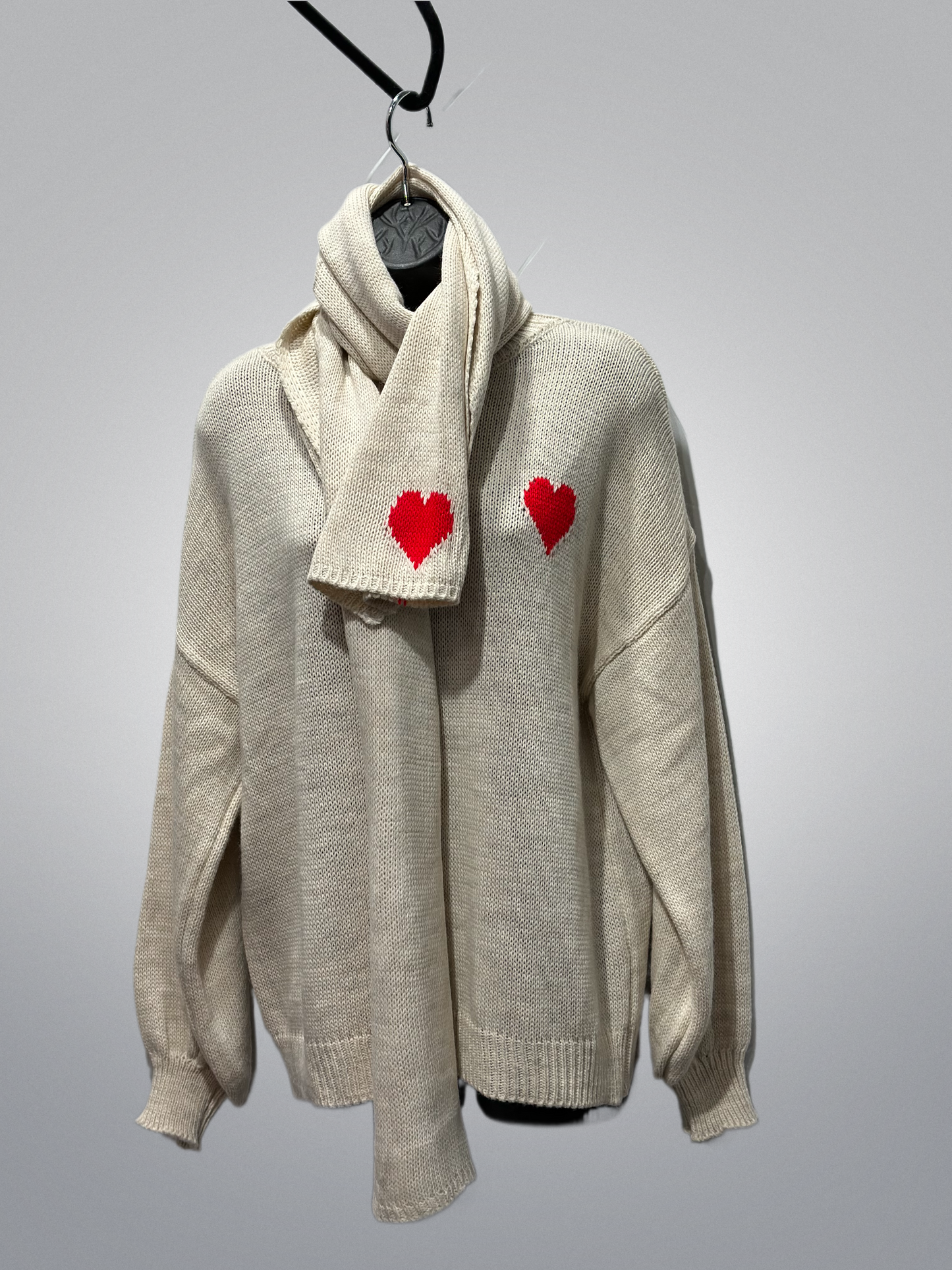 Italian Heart Sweater With Matching Neck Scarf