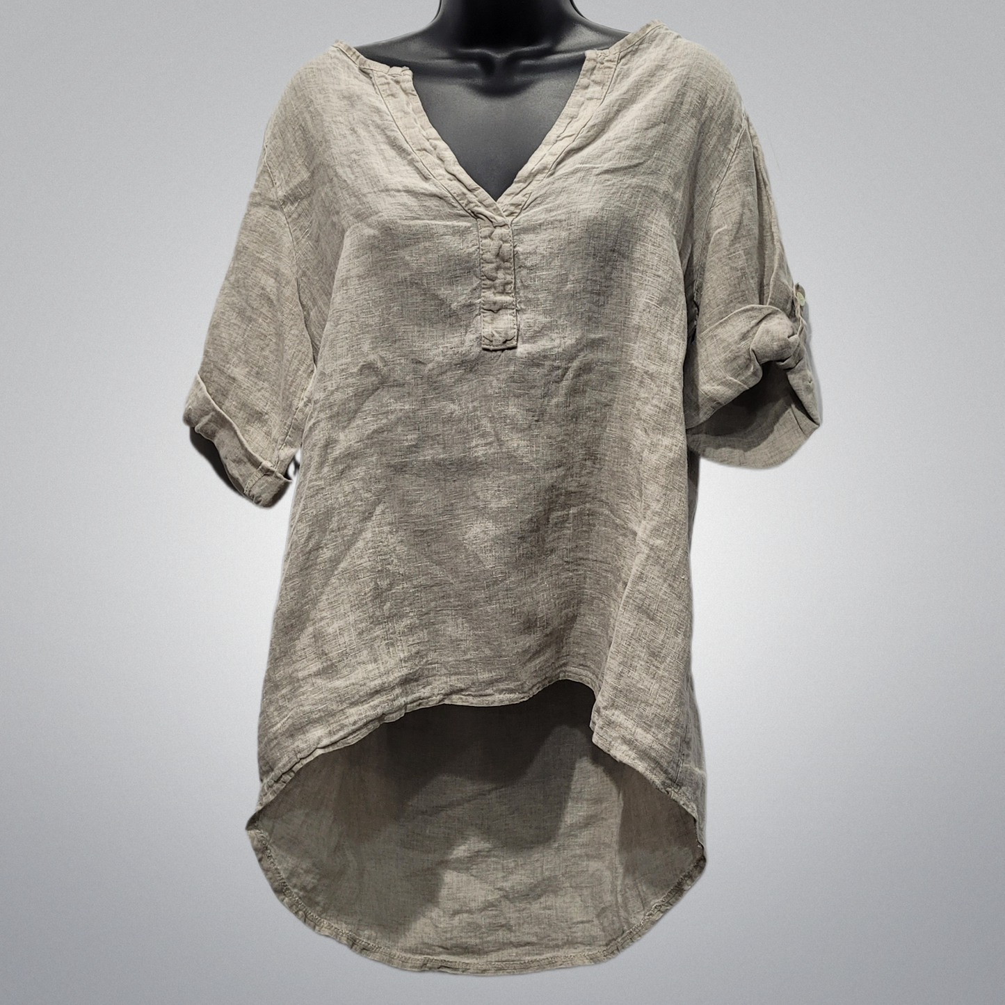 Linen Top With Rolled Sleeves