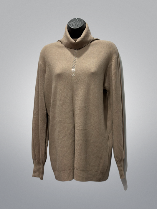 Soft Turtleneck Sweater with Front Bling