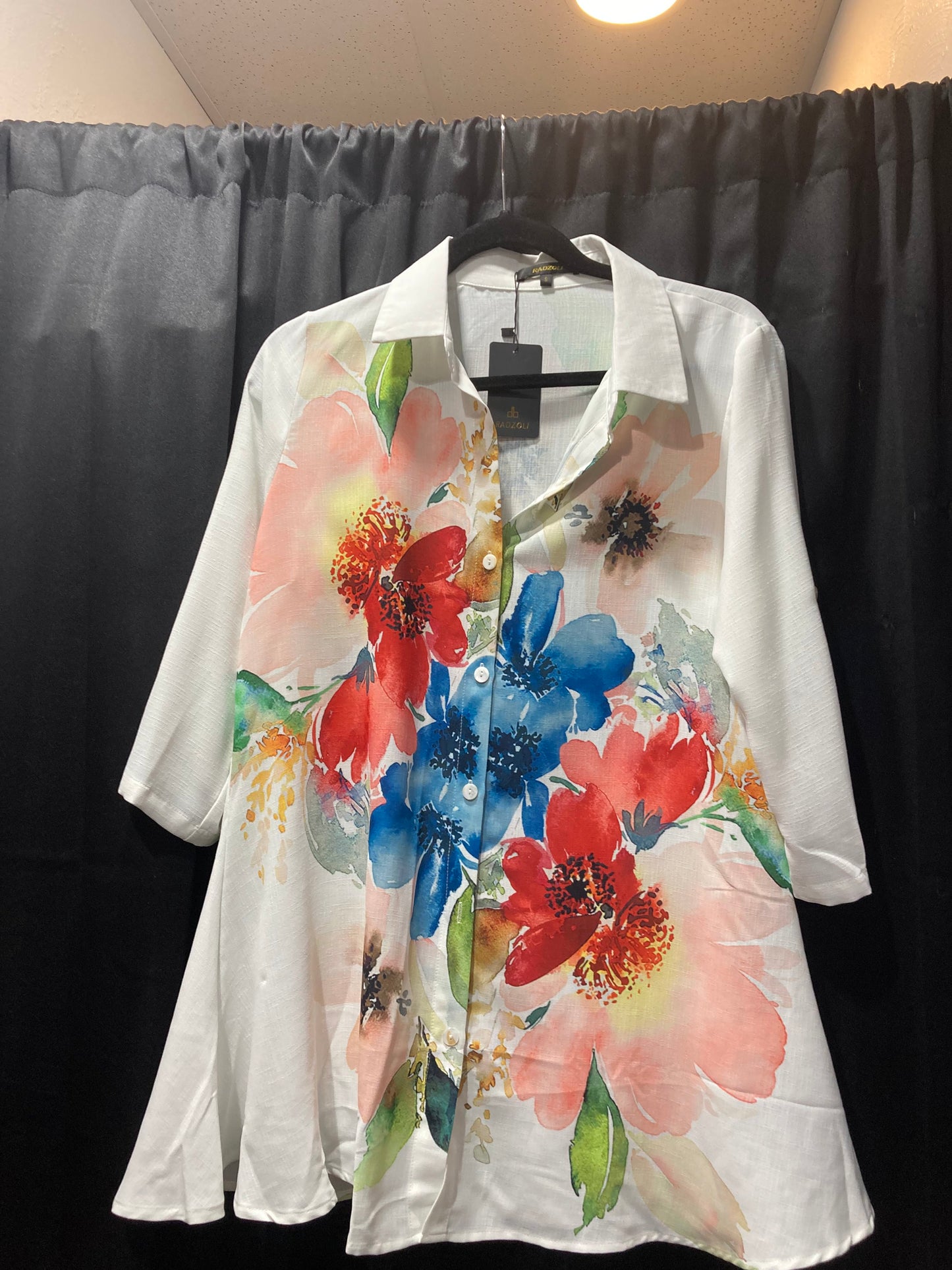 White Shirt With Watercolor Floral Design