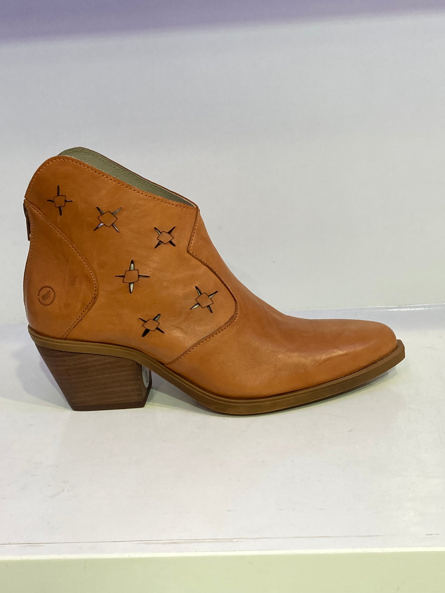 Laser Cut Out Design Short Leather Boots