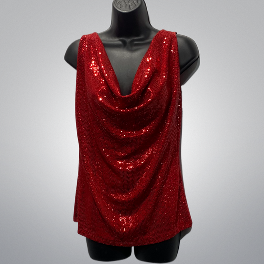 Italian Sequined Cowl Neck Top (in 4 colors)