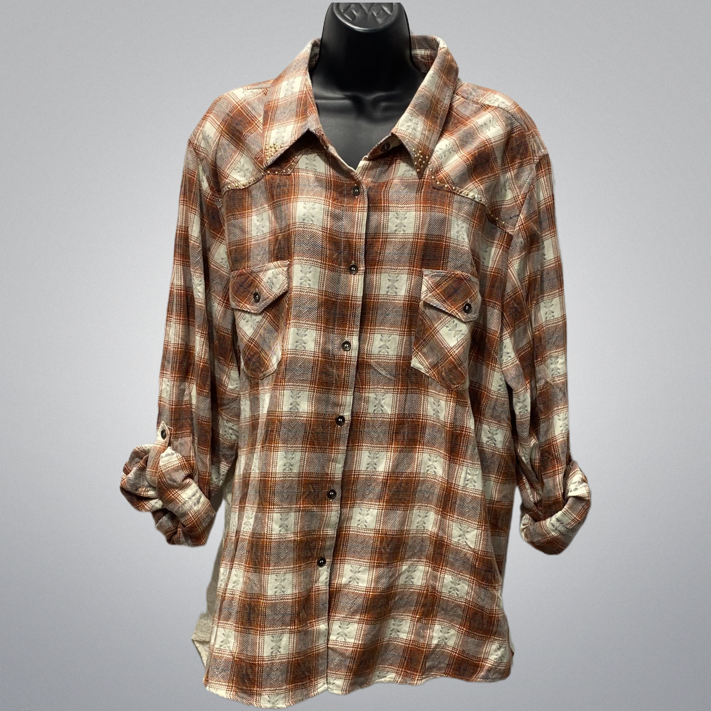 Flannel With Lace Details Blouse