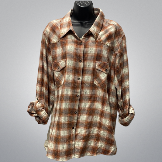 Flannel With Lace Details Blouse