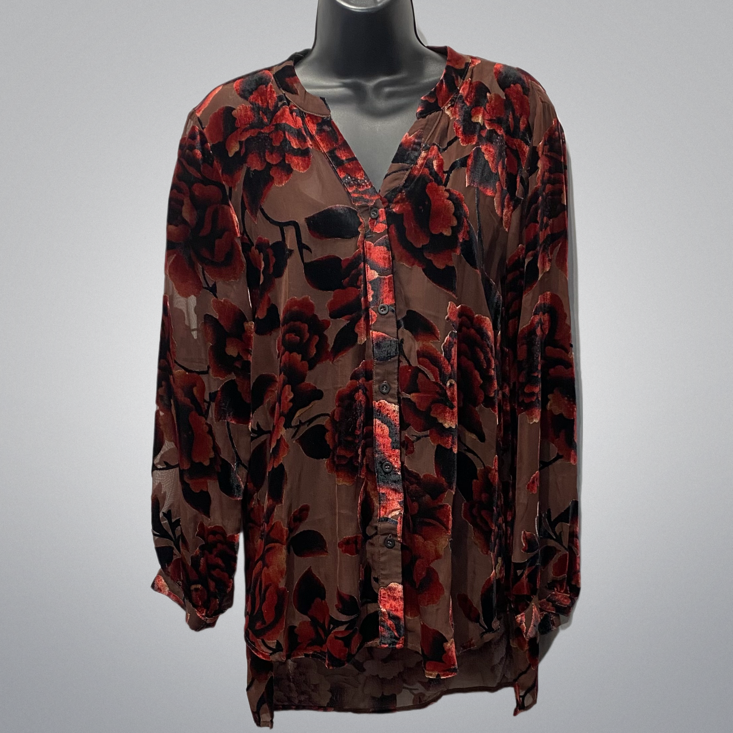 Burgundy Floral Velvet Shirt