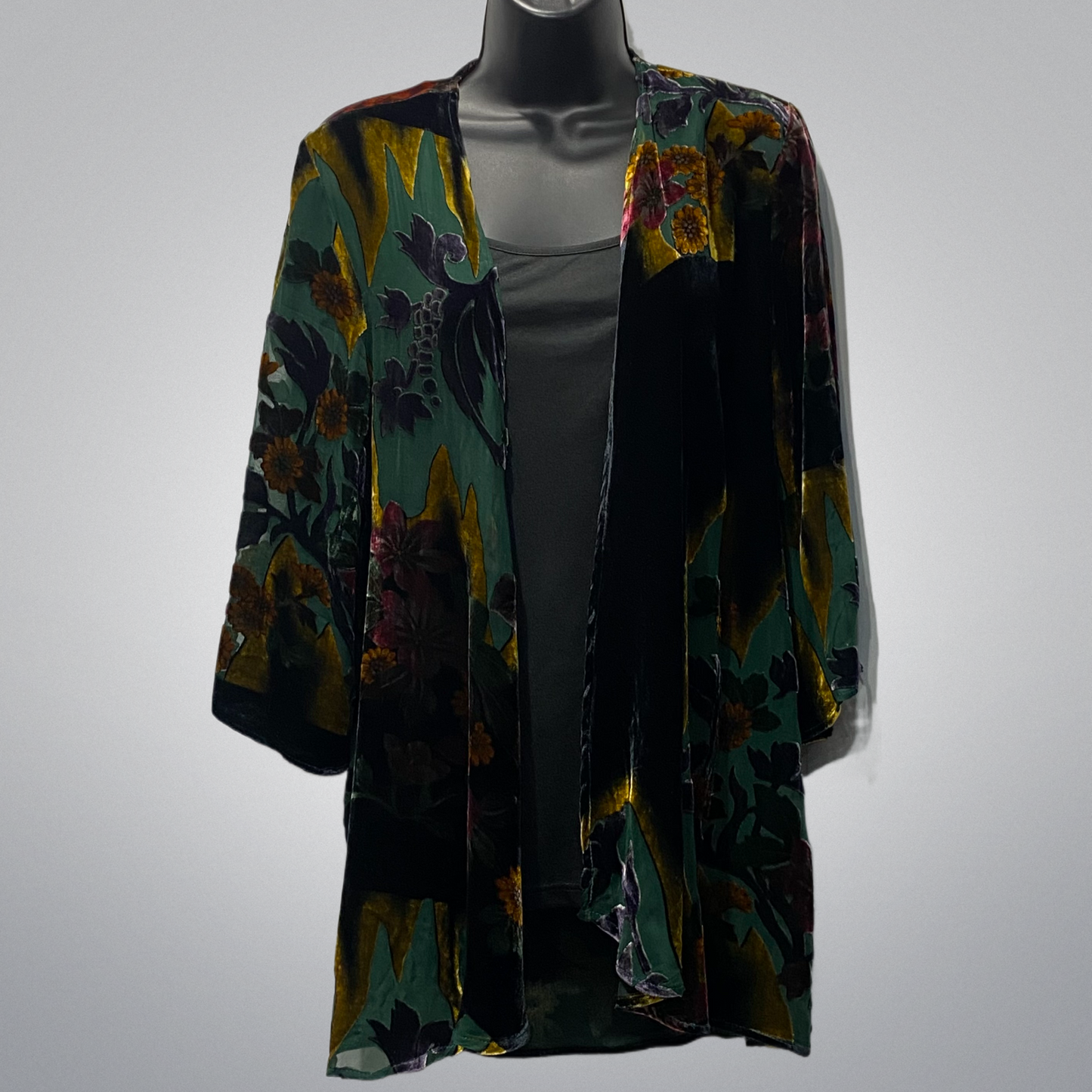 Floral Velvet Open Jacket