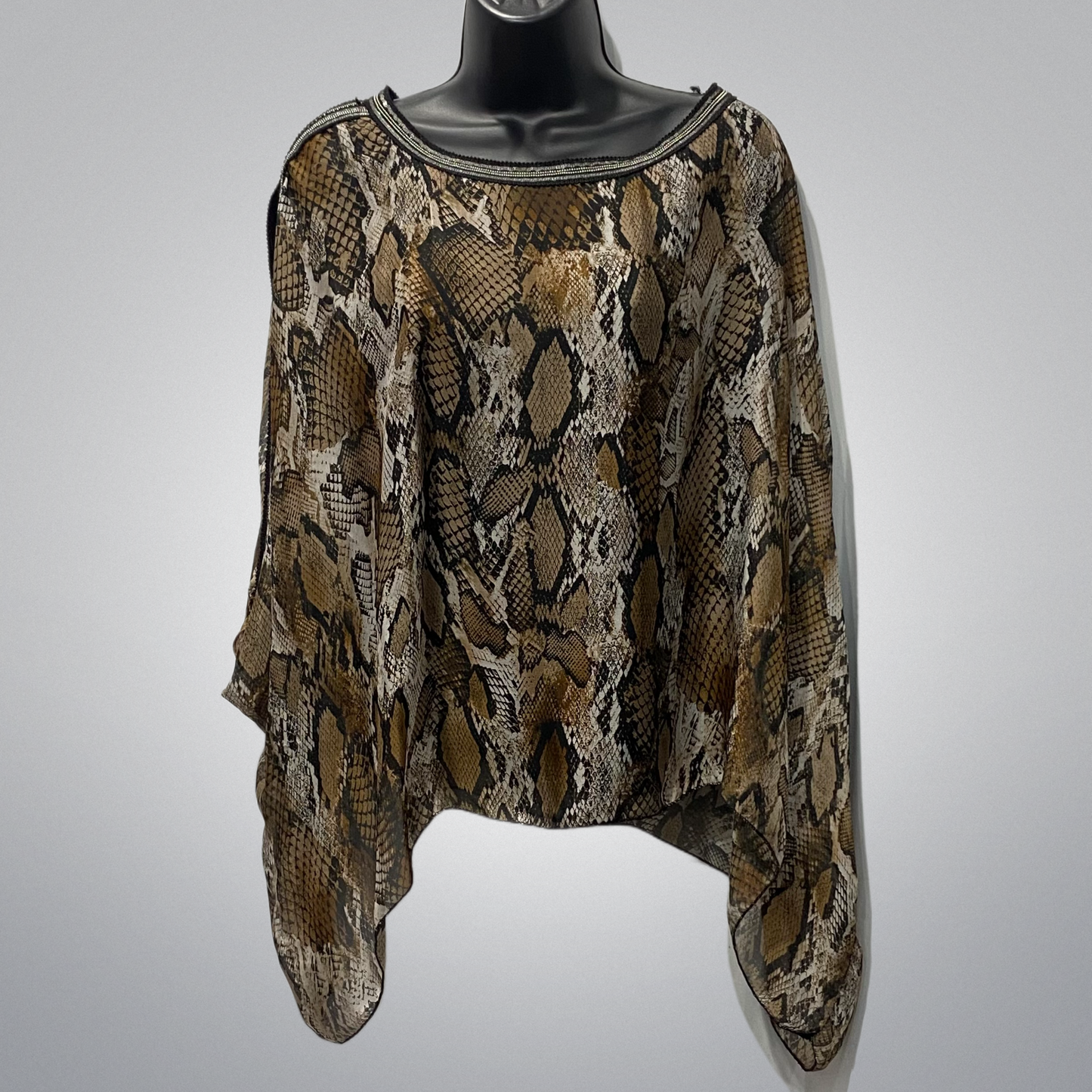 Snakeskin Top With Sequined Collar