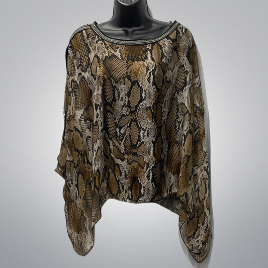 Snakeskin Top With Sequined Collar