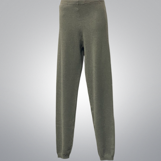 Grey Knit Pants Gathered In The Bottom