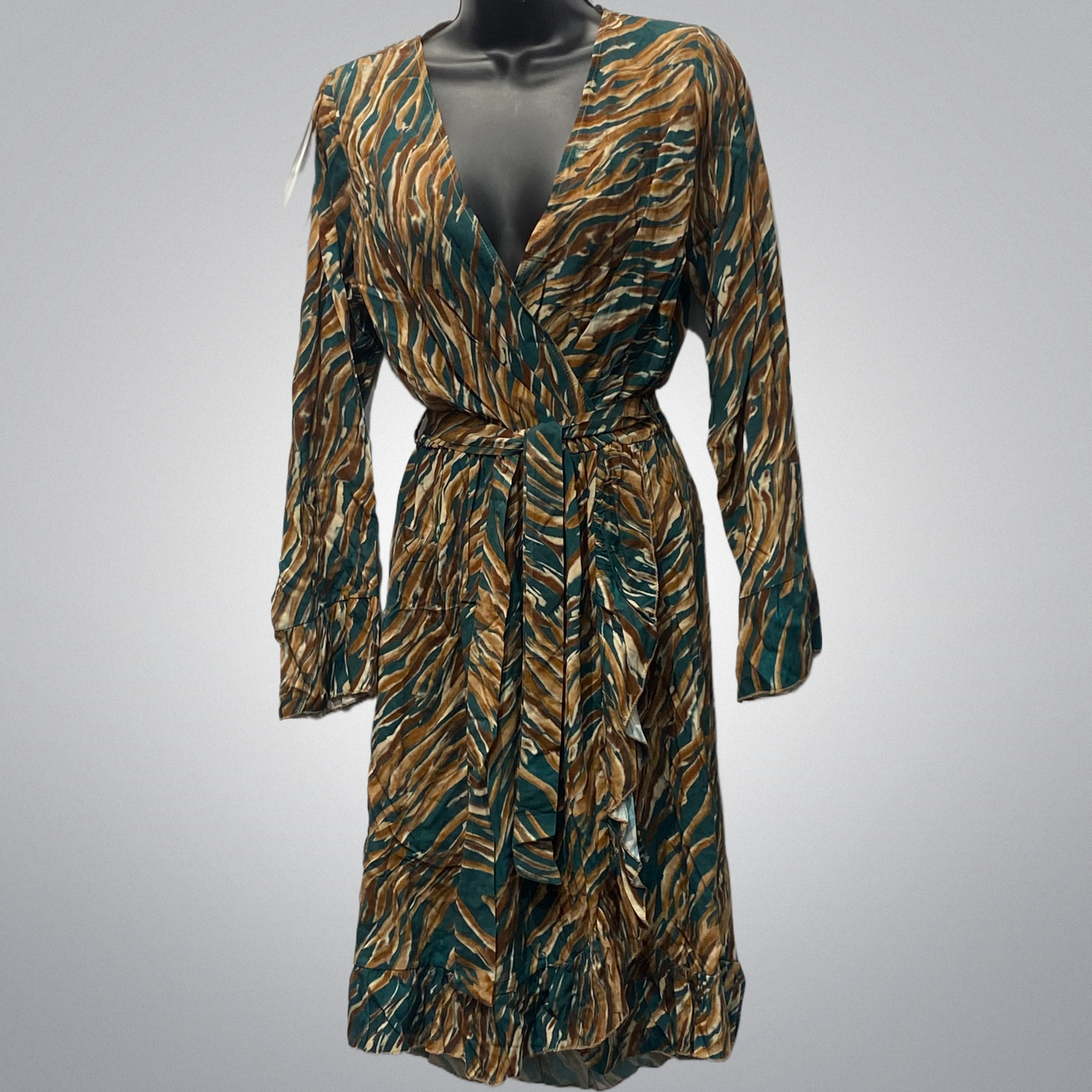 Lightweight Belted Dress With Front Ruffle