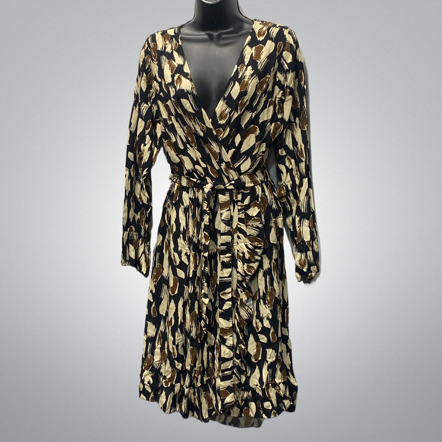 Paint Brush Strokes Print Wrap Dress