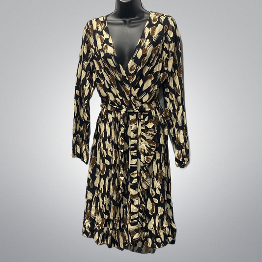 Paint Brush Strokes Print Wrap Dress