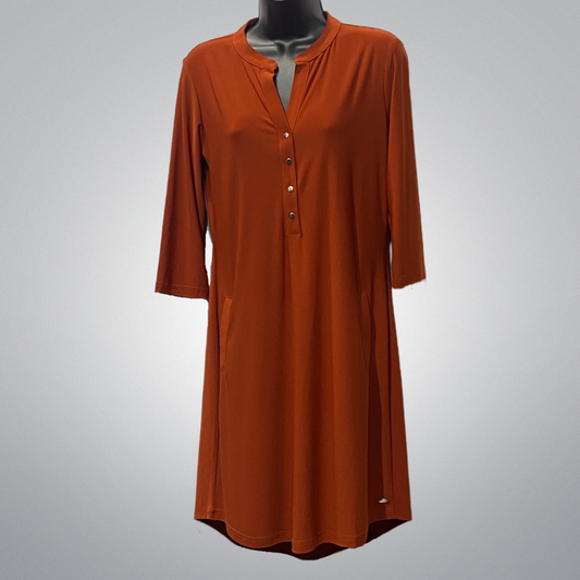 Travel Knit Snap Front Dress With Pockets