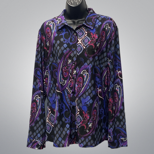 Travel Knit Paisley Purplish Shirt