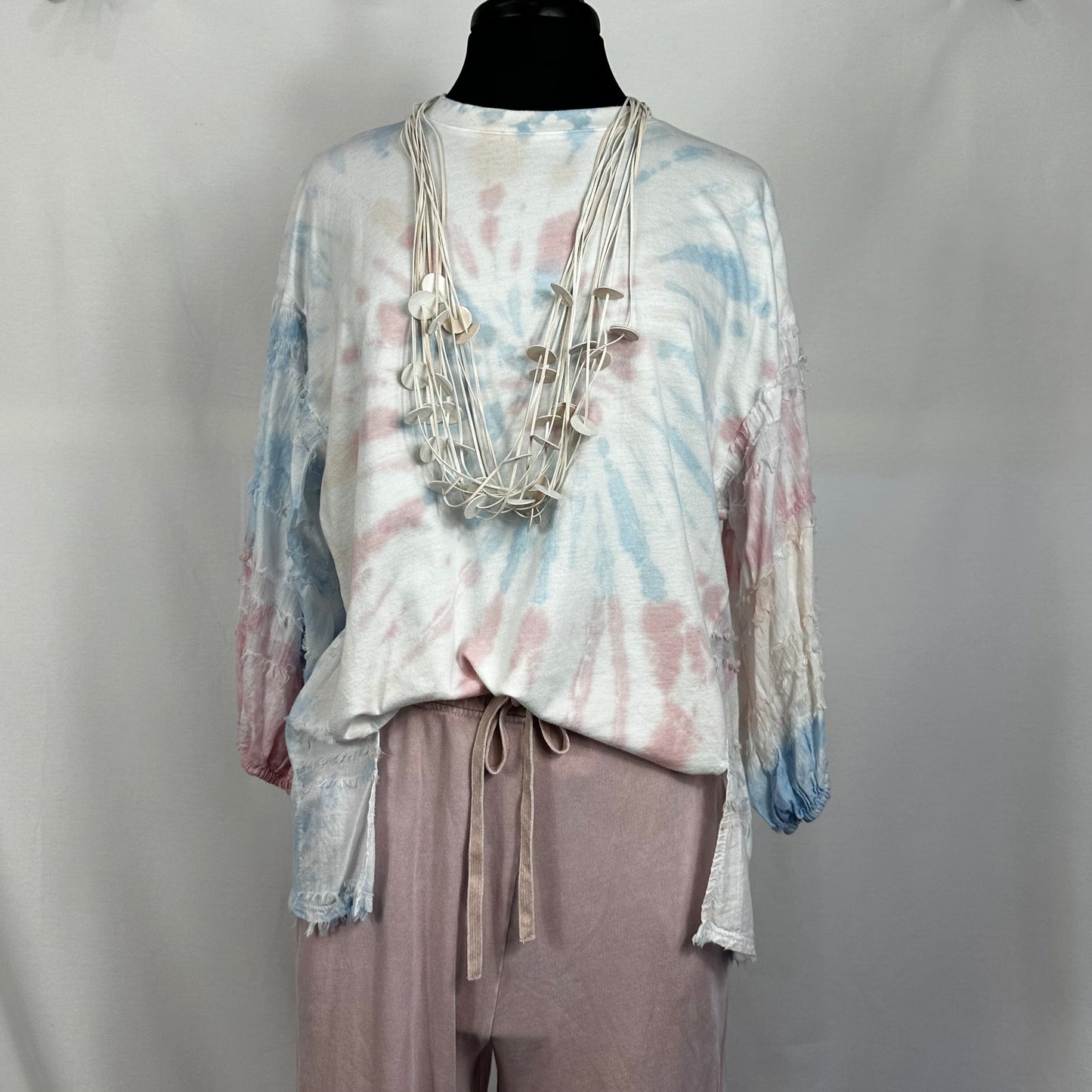 Tie-Dye Puffed Sleeve Light Sweatshirt