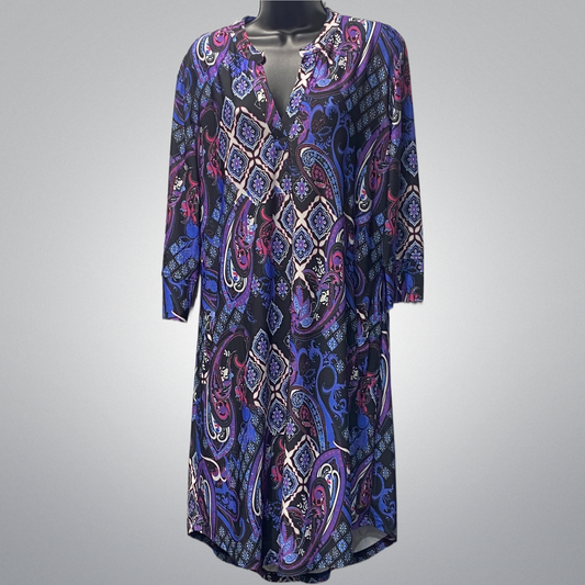 Travel Knit Paisley 3/4 Sleeve Dress