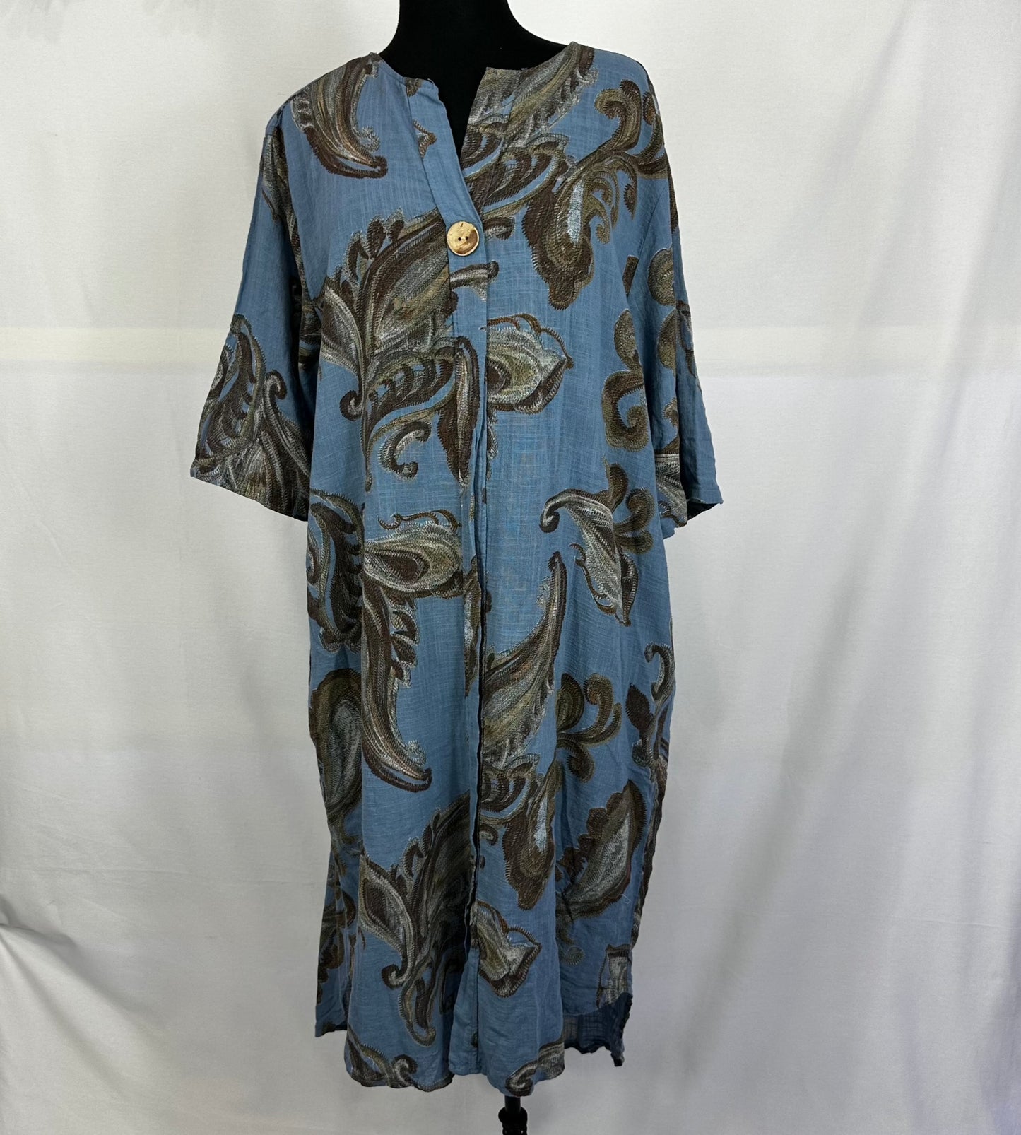 Italian Cotton Paisley Print Dress In 3 Colors