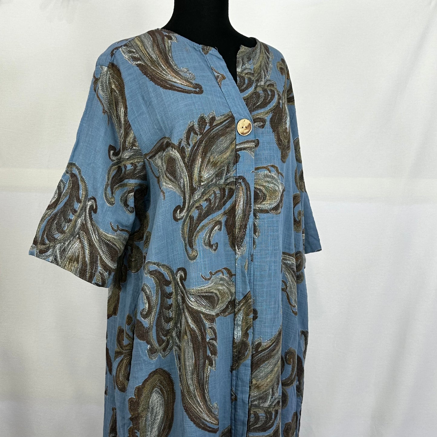 Italian Cotton Paisley Print Dress In 3 Colors