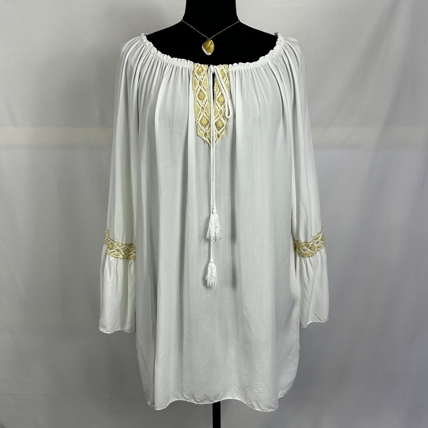 Gold Embroidered Italian Peasant Top