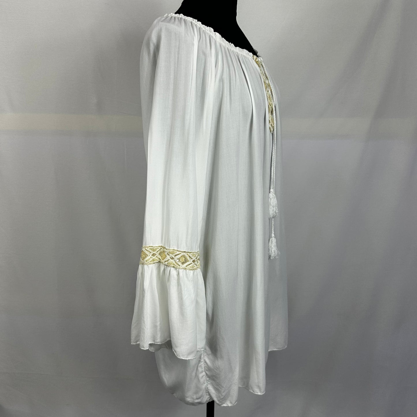 Gold Embroidered Italian Peasant Top