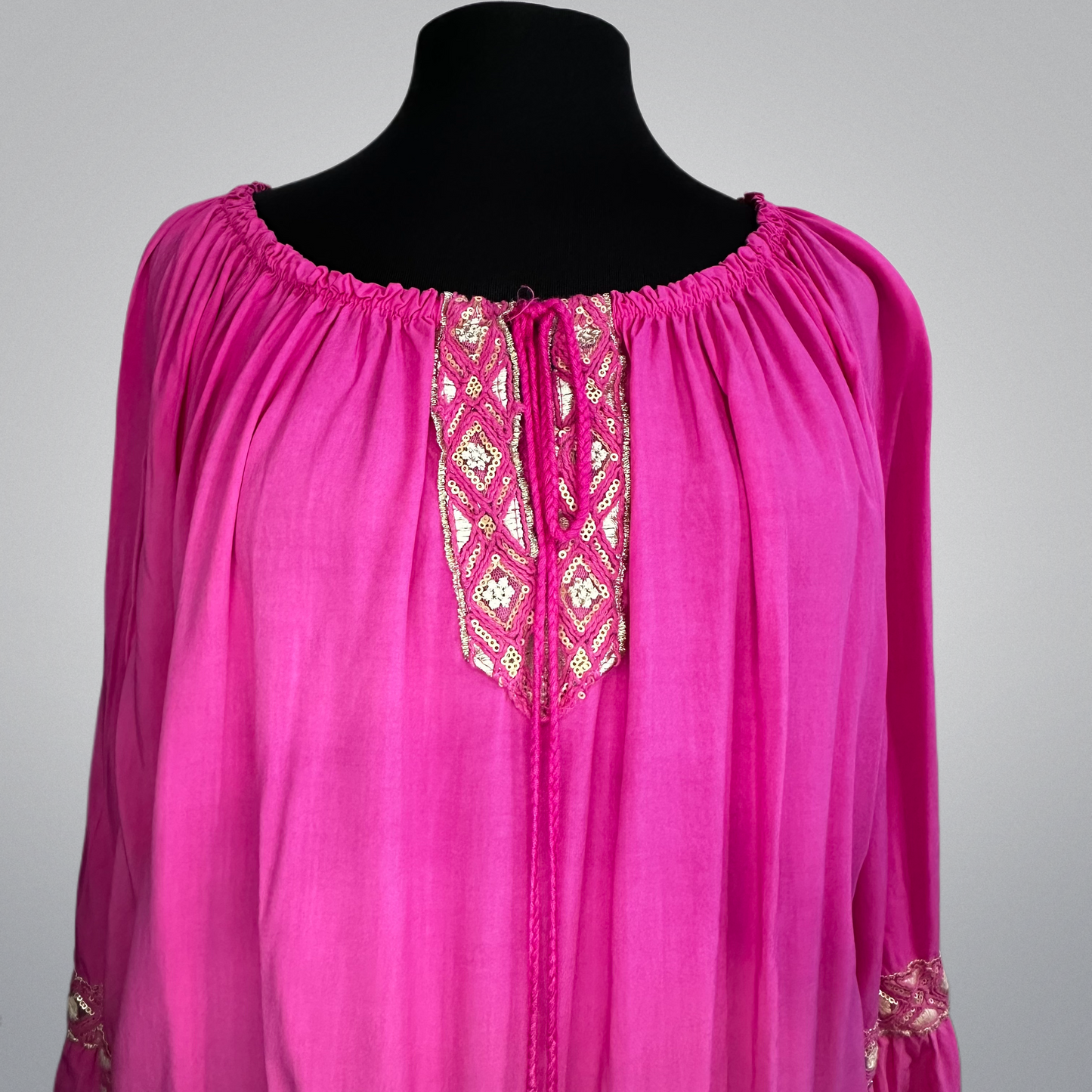 Gold Embroidered Italian Peasant Top