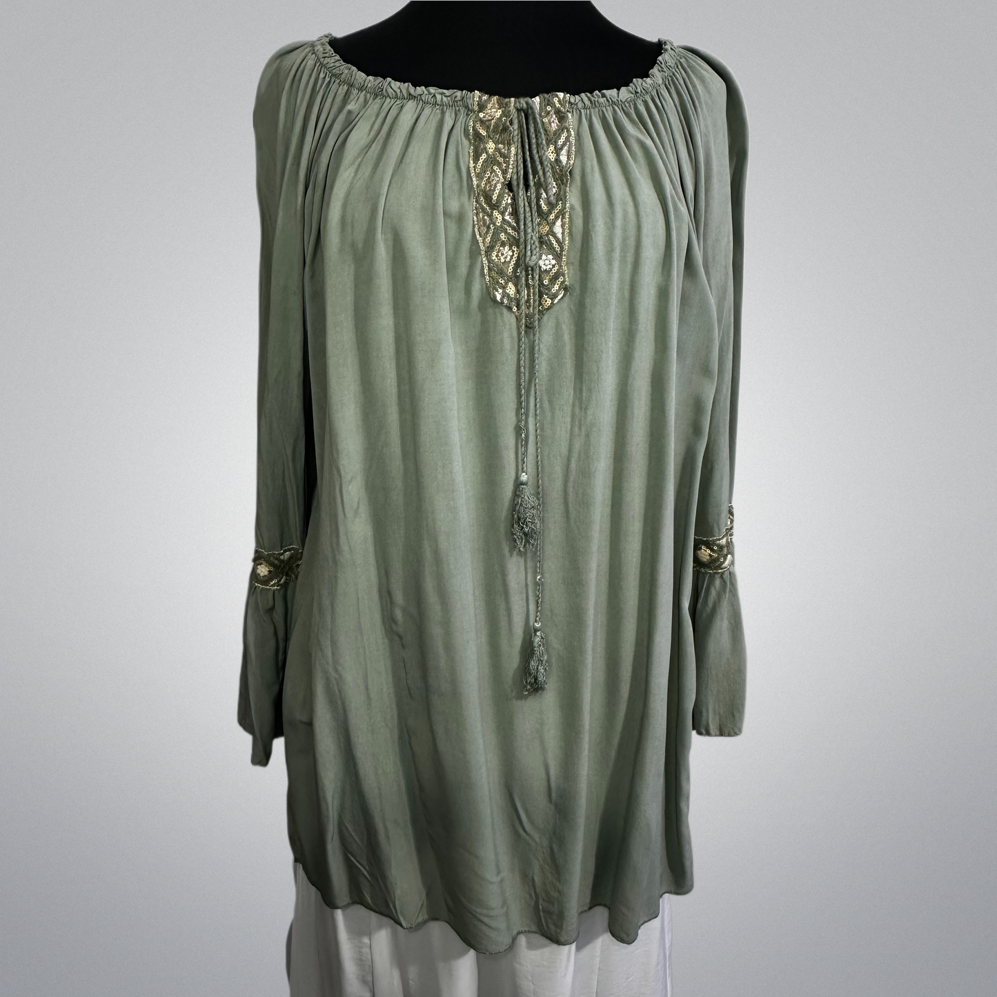 Gold Embroidered Italian Peasant Top