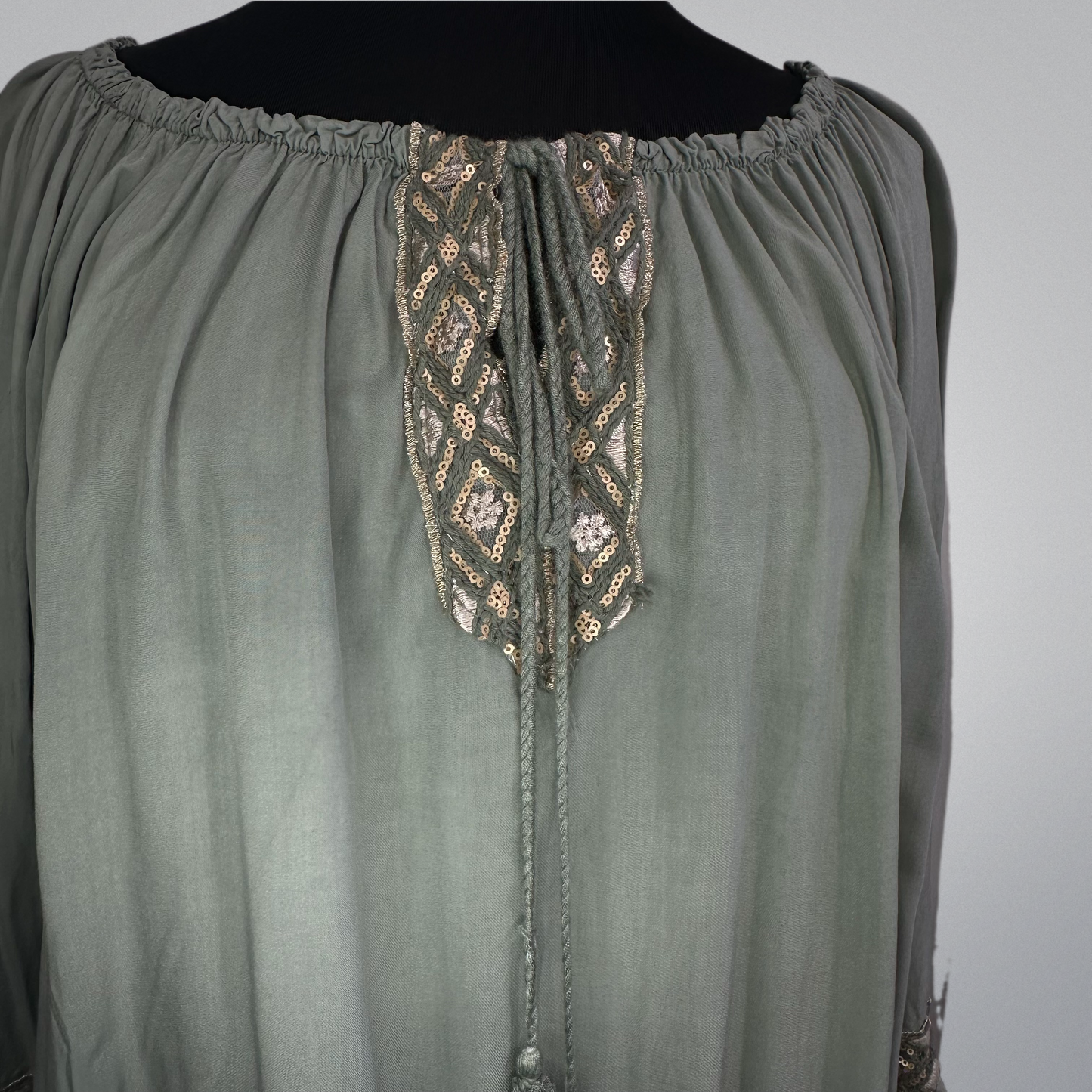 Gold Embroidered Italian Peasant Top