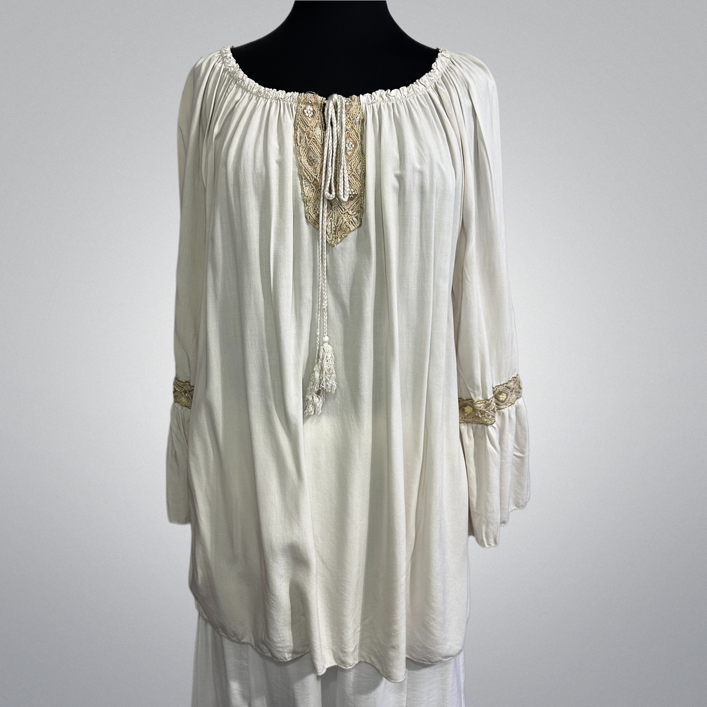 Gold Embroidered Italian Peasant Top