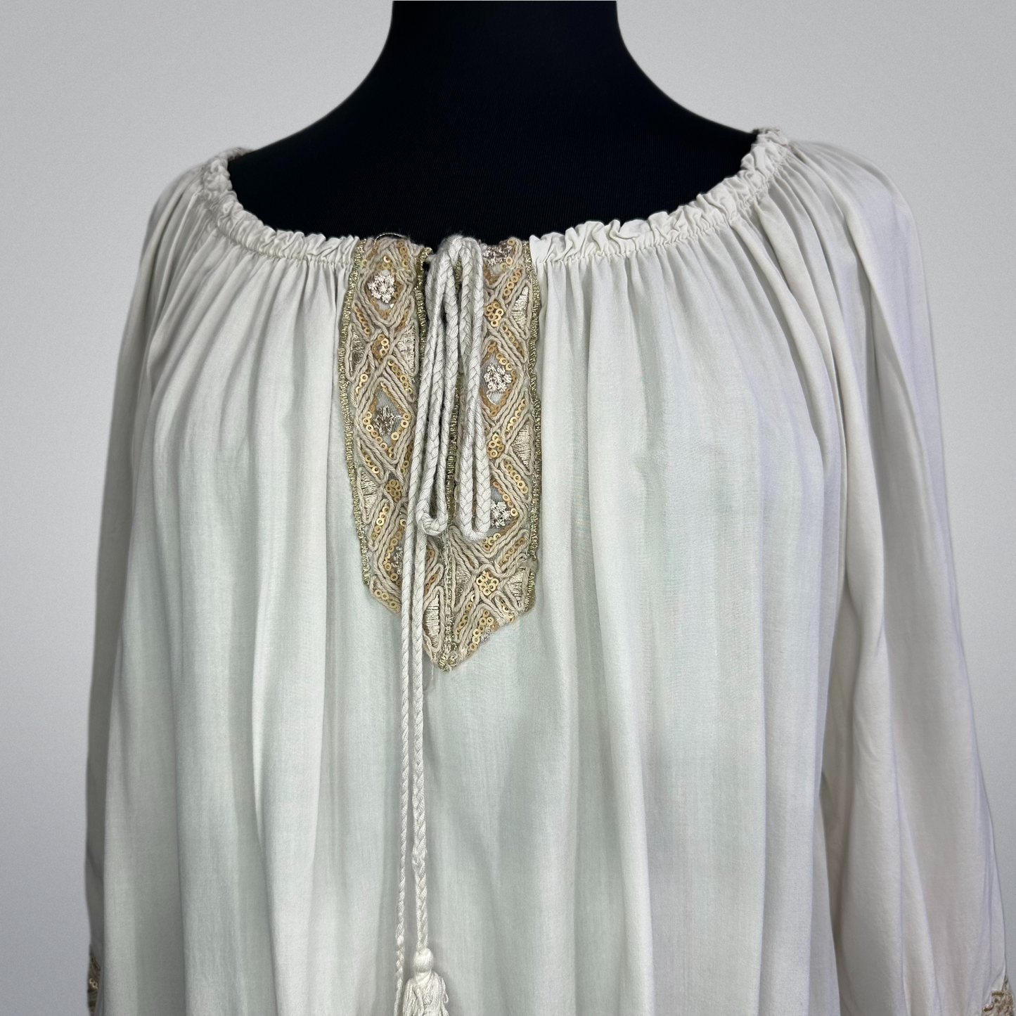 Gold Embroidered Italian Peasant Top