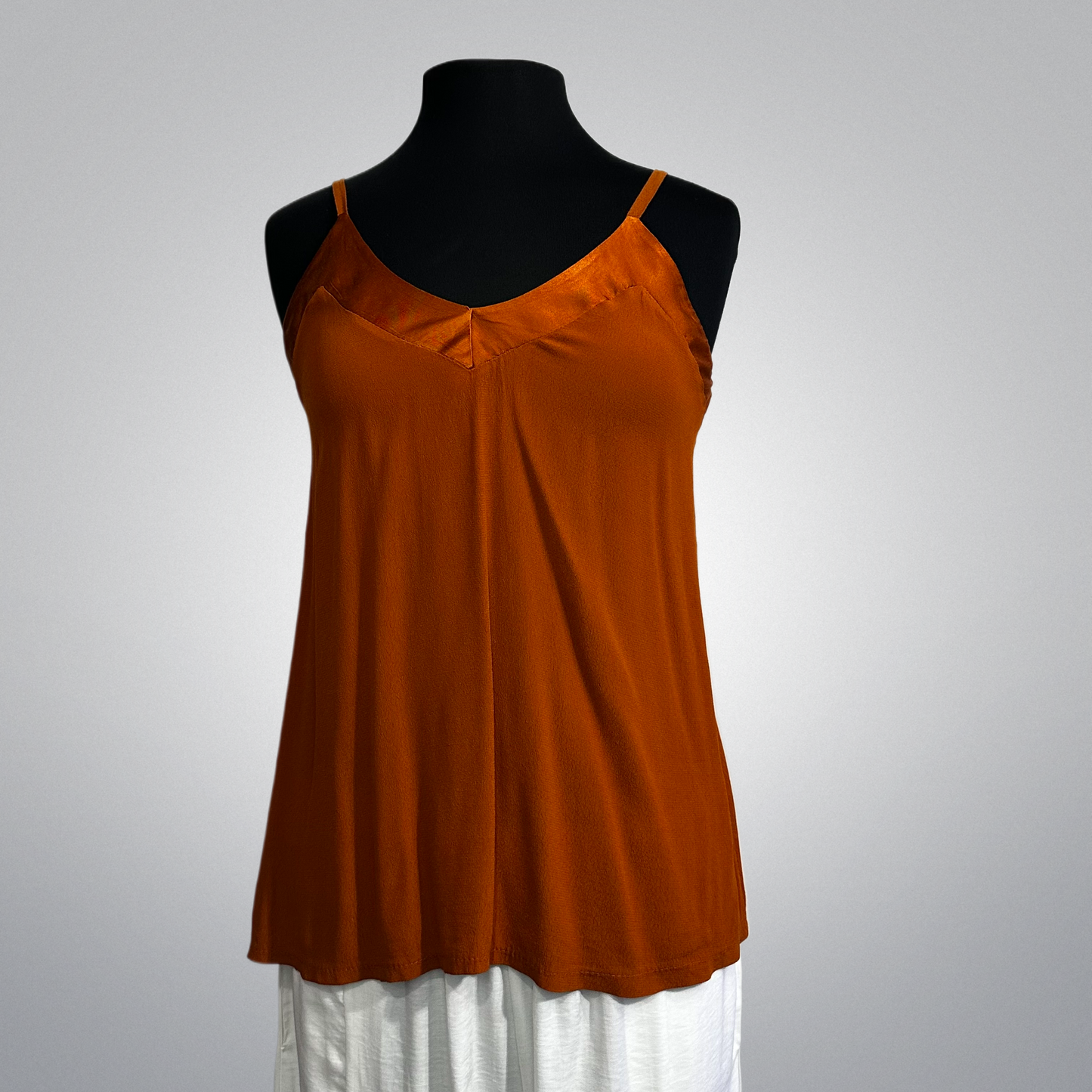 Sleeveless Top With Satin V-Neck