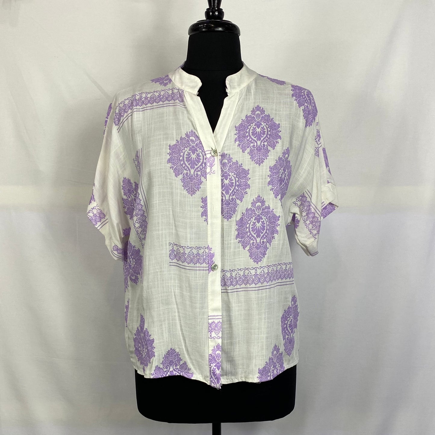 Italian Print Tie Button Up Shirt