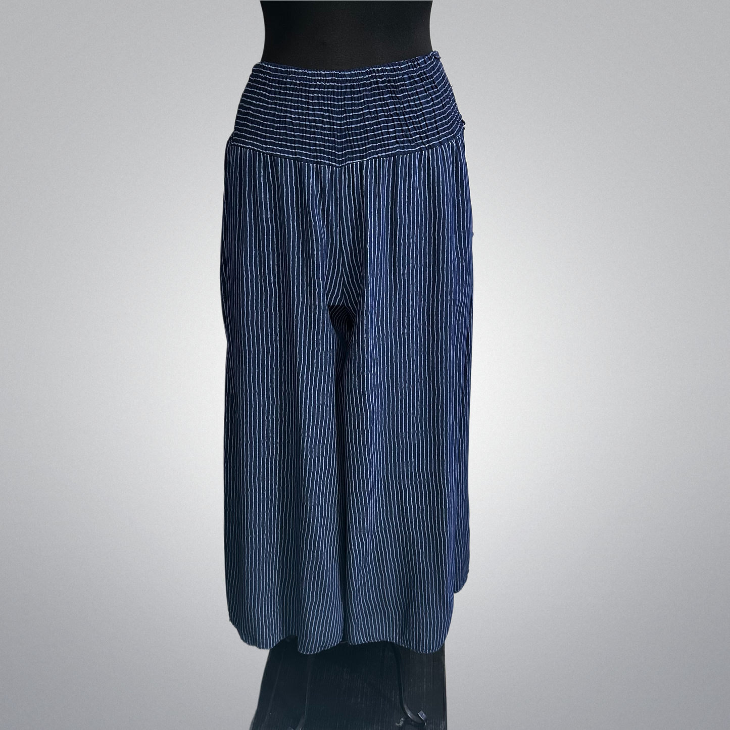 Italian Striped Wide Leg Pants With Pockets