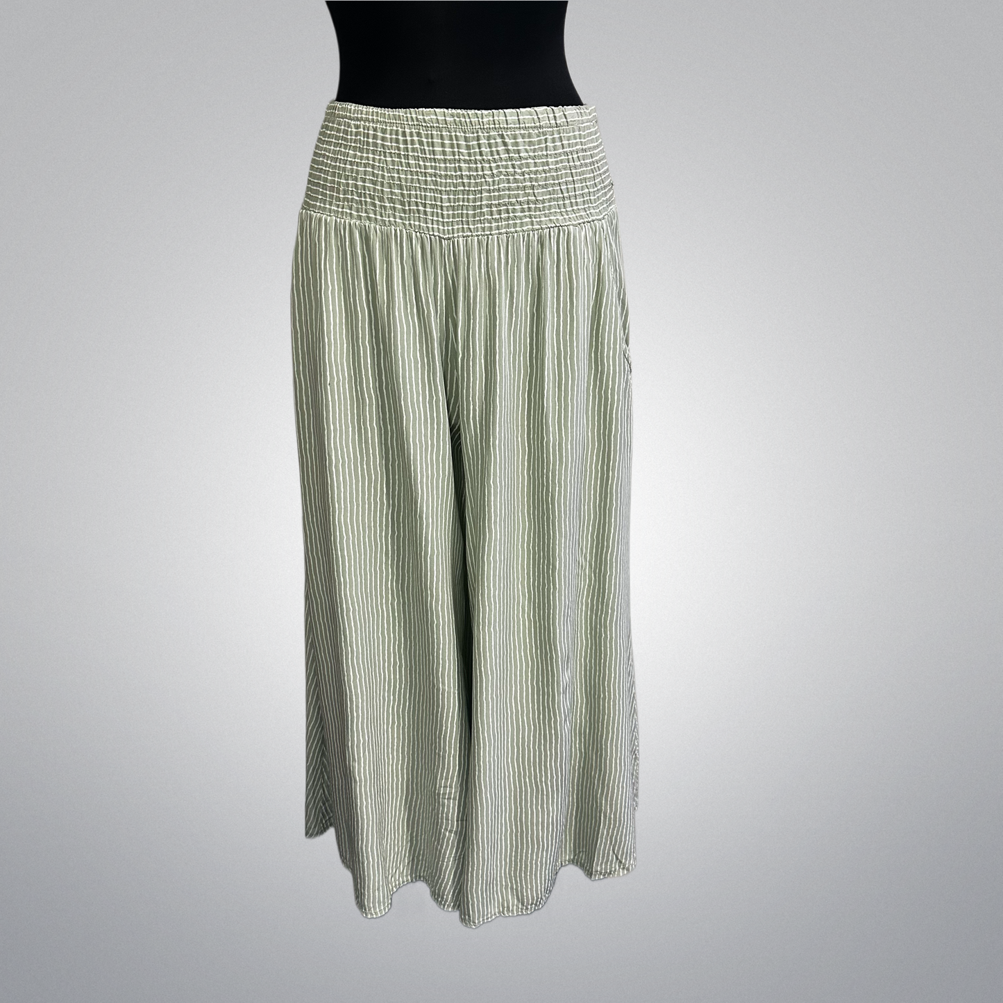 Italian Striped Wide Leg Pants With Pockets