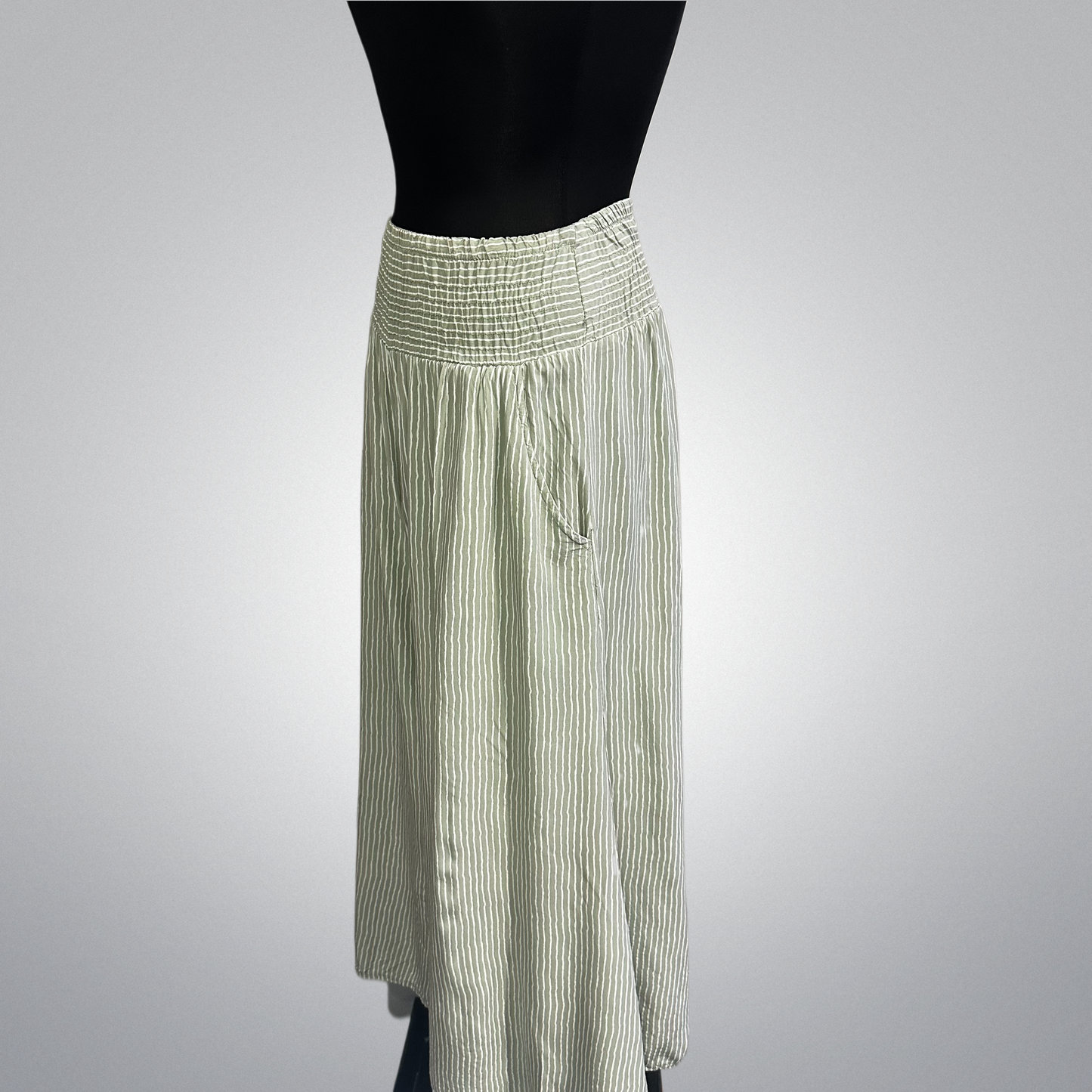 Italian Striped Wide Leg Pants With Pockets