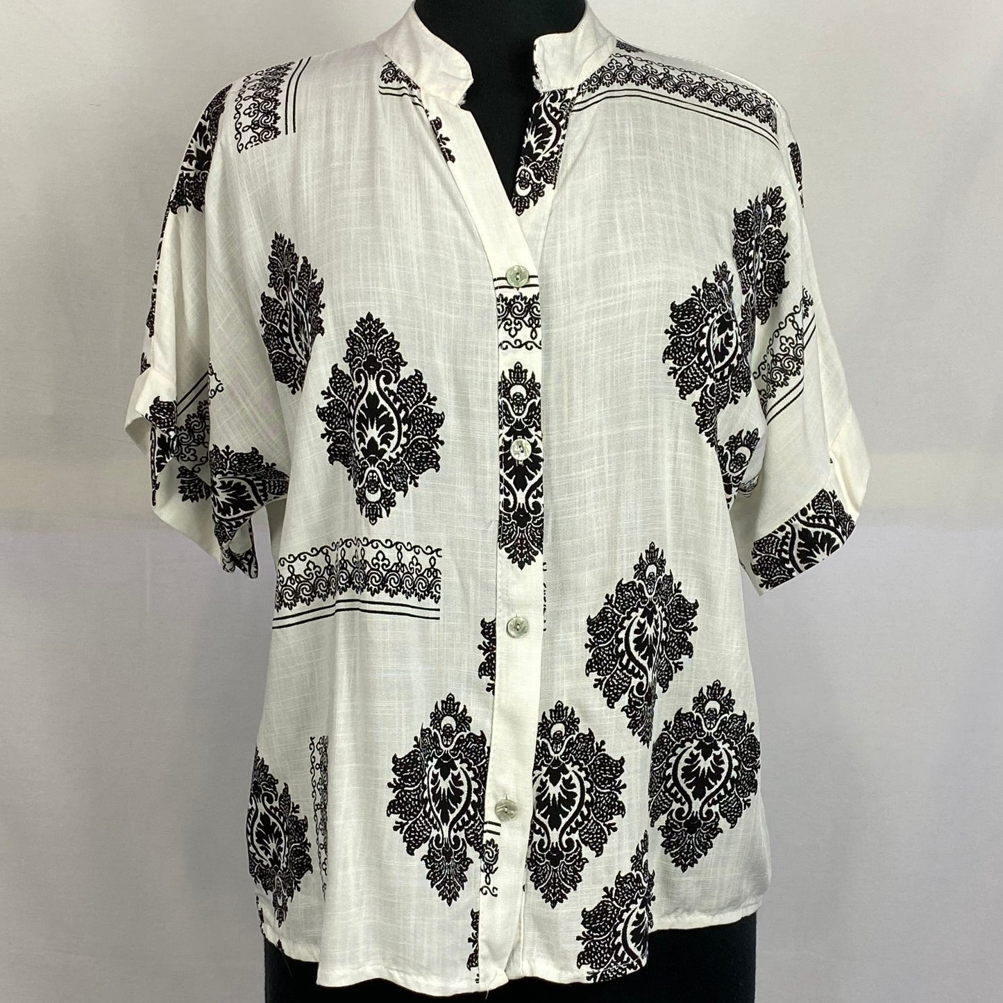 Italian Print Tie Button Up Shirt