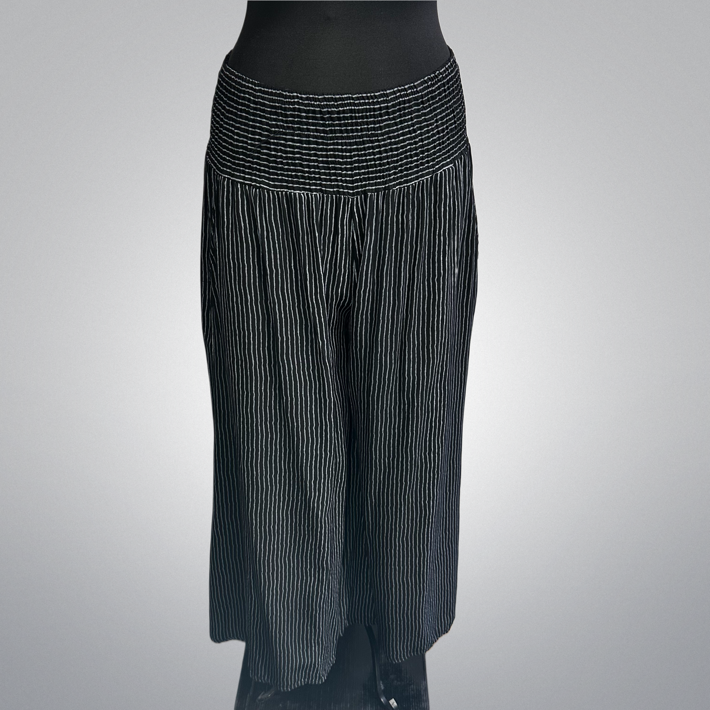 Italian Striped Wide Leg Pants With Pockets