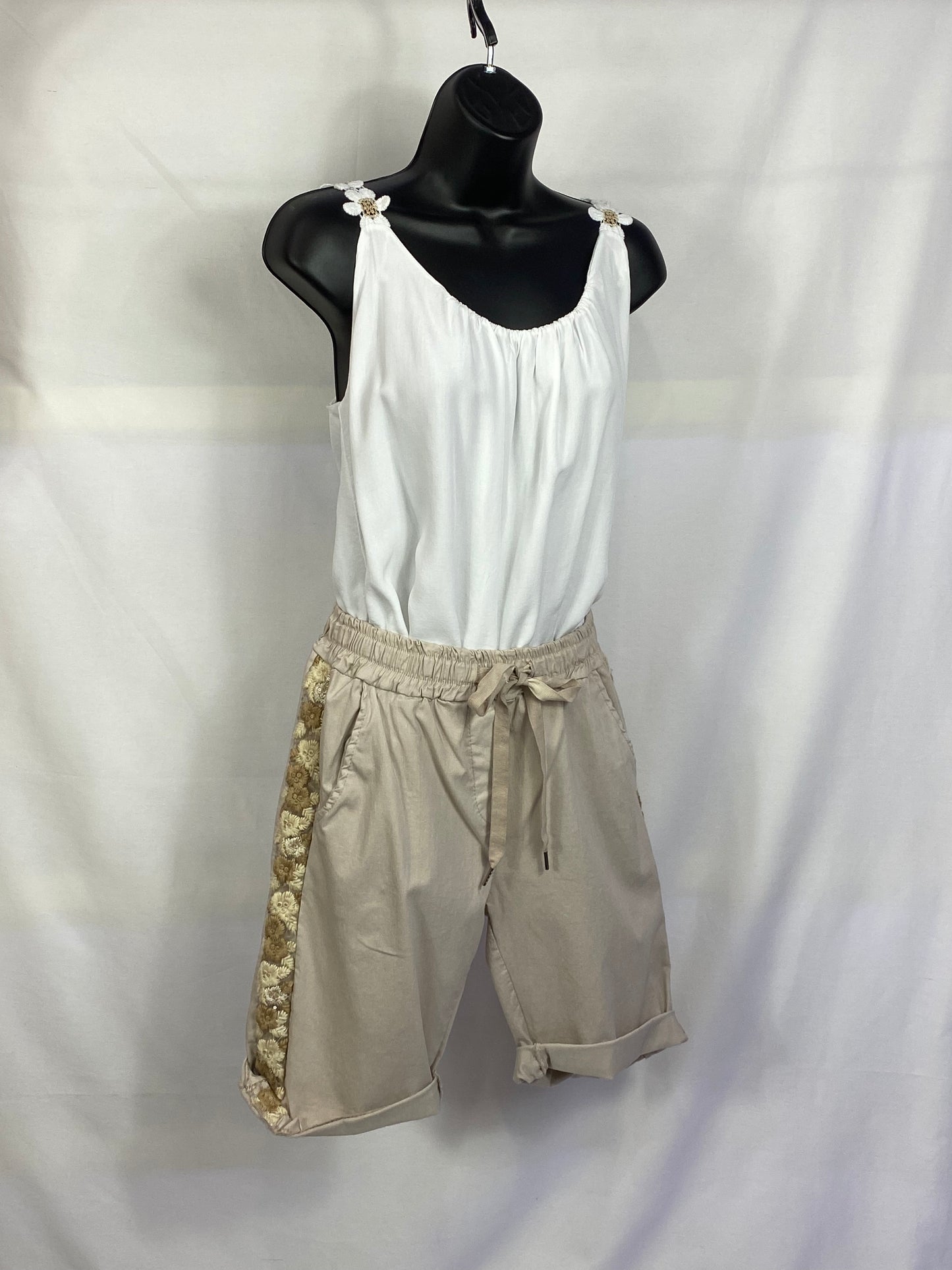 Shorts With Side Floral Embellishment