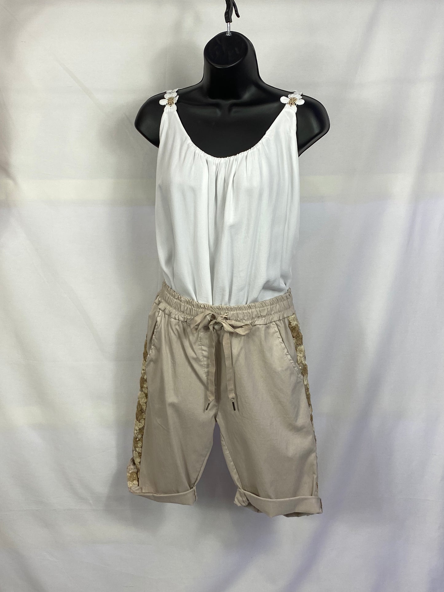 Shorts With Side Floral Embellishment