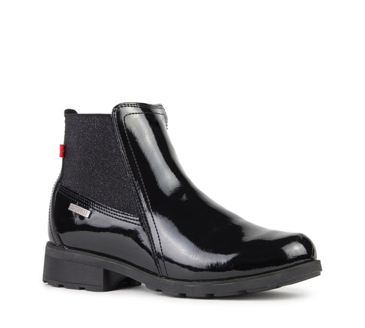 Black Patent Chelsea Zip Women's Winter Boots