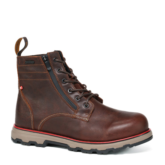 Brown Double Zipper Men's Winter Boots