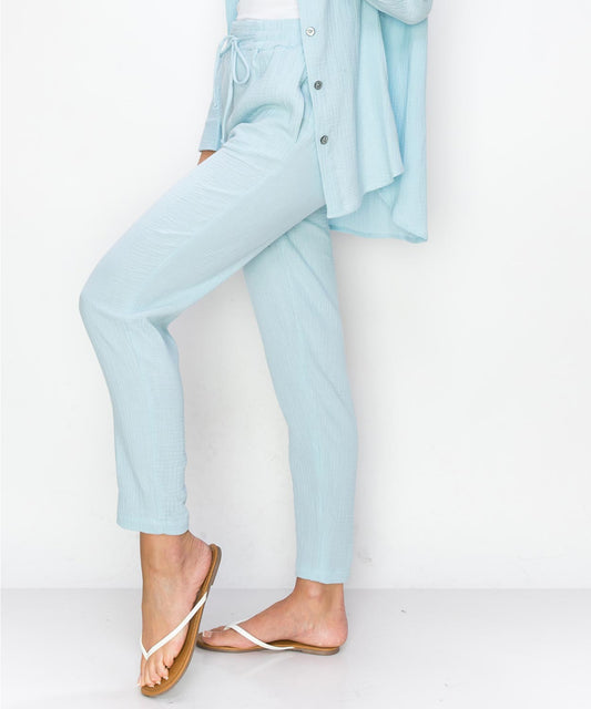 100% Cotton Sky Blue Pants with Pockets