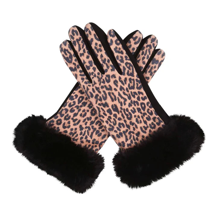 Faux Fur Cuff Touch Screen Gloves