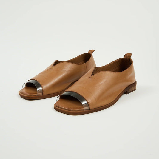 Slip On Peep-Toe Handcrafted Leather Flats