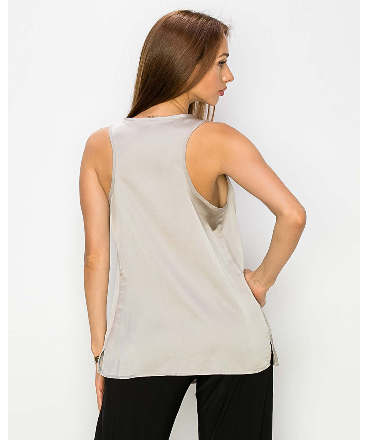 Silky Satin Racerback Cowl Neck Top