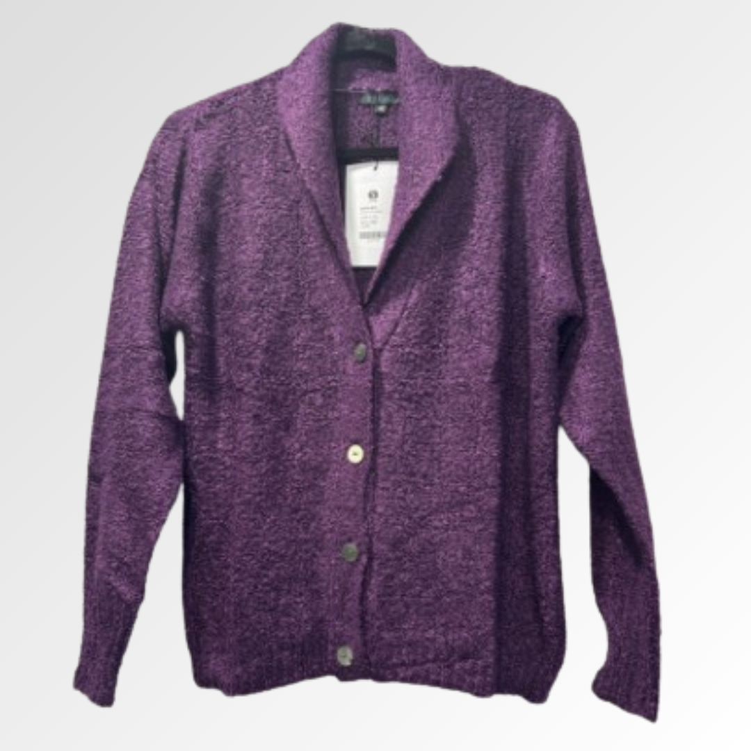 Plum Collared Button-Front Sweater