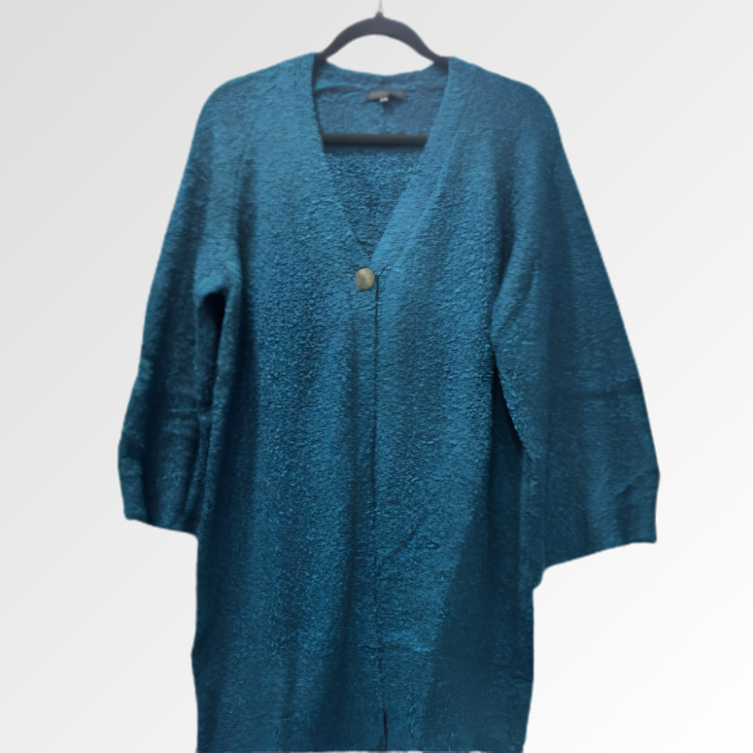 Teal One Button Sweater