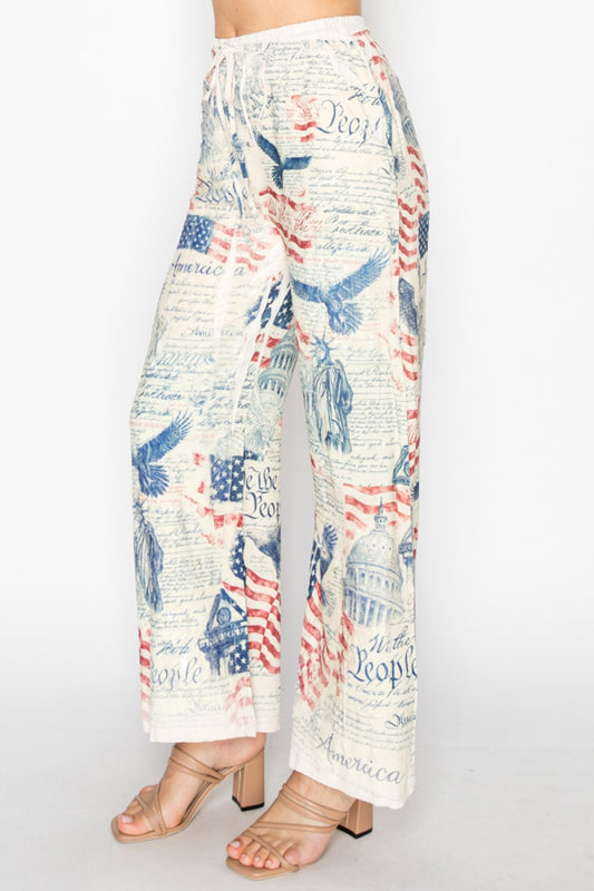 Freedom Drawstring Pants With Print